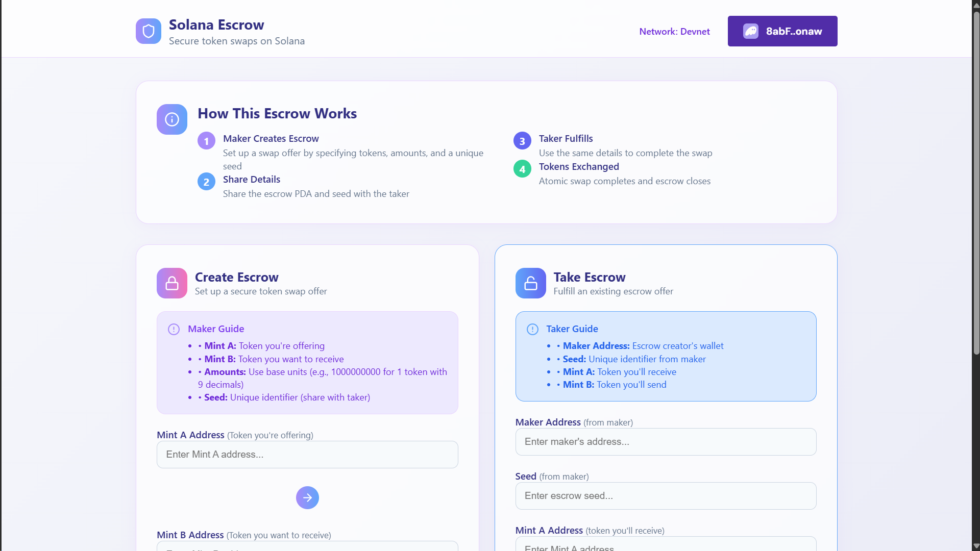 Unofficial: Escrow Frontend screenshot