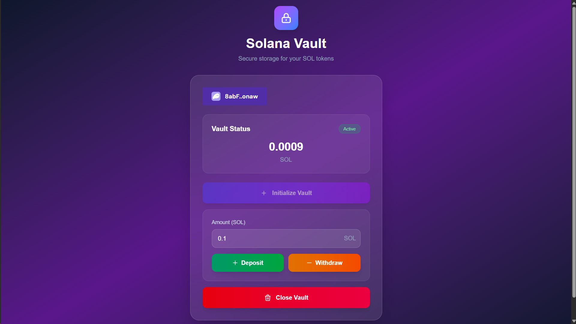 Unofficial: Vault Frontend screenshot
